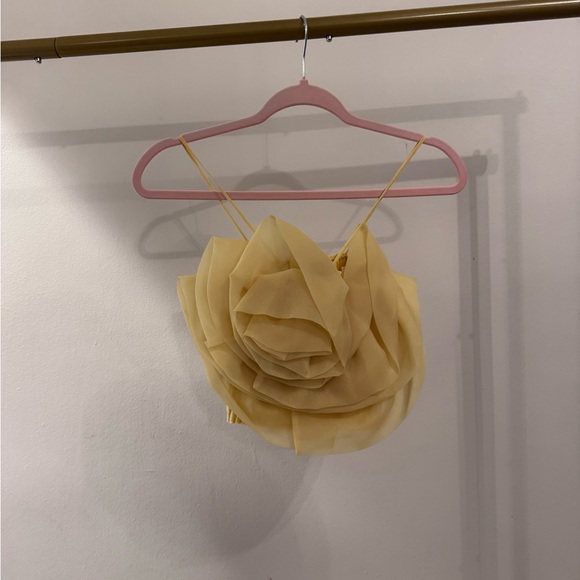 Zara Yellow Ribbed Floral Top - Picture 1 of 5